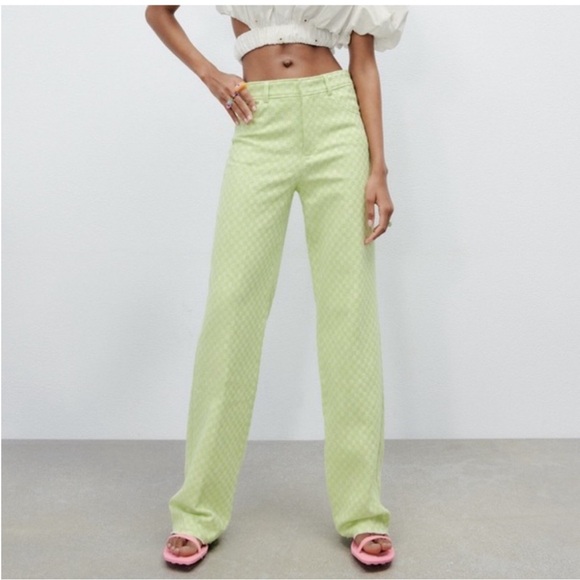 Zara Pants - Zara gingham straight leg pants in green